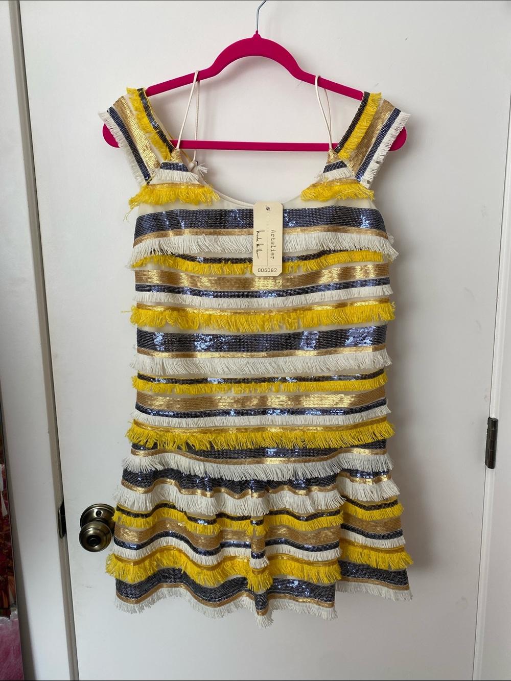 NICOLE MILLER ARTELIER Fringe & Sequin Dress NWT! 💛